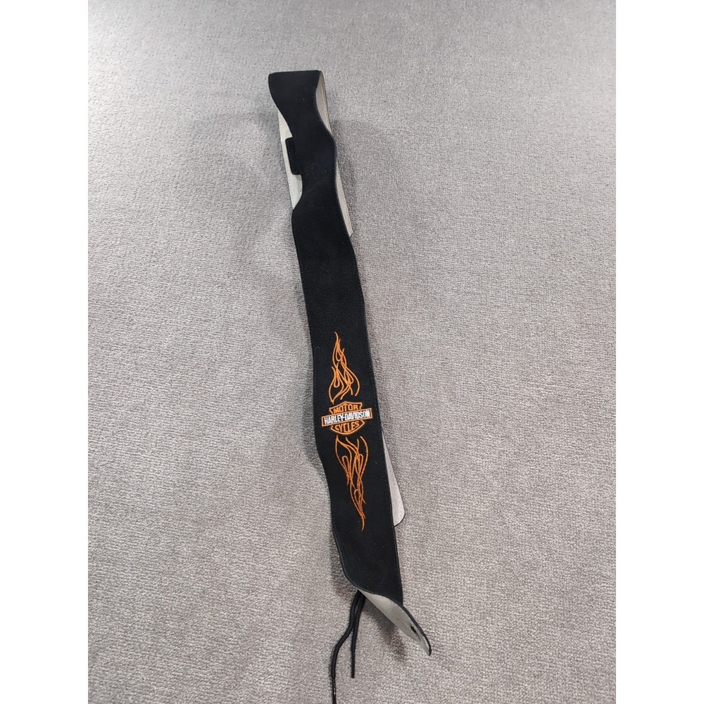 Harley Davidson Guitar Strap Black Suede Leather Orange Flames‎